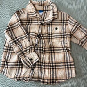 Old Navy Cream, Black & Tan Plaid Button-Up Jacket